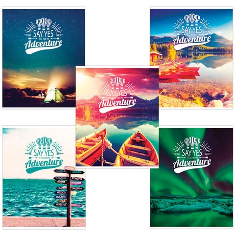 Тетрадь А5, 96 л., BRAUBERG, скоба, клетка, обложка картон, ПРИКЛЮЧЕНИЯ, 403065 403065