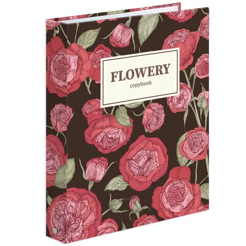 Тетрадь на кольцах А5 (175х215 мм), 160 листов, твердый картон, клетка, BRAUBERG, Flowers, 404090 404090