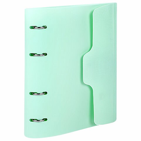 Тетрадь на кольцах А5 175х220 мм, 120 л., пластик, на липучке, с разделителями, BRAUBERG, Мятный, 404638 404638