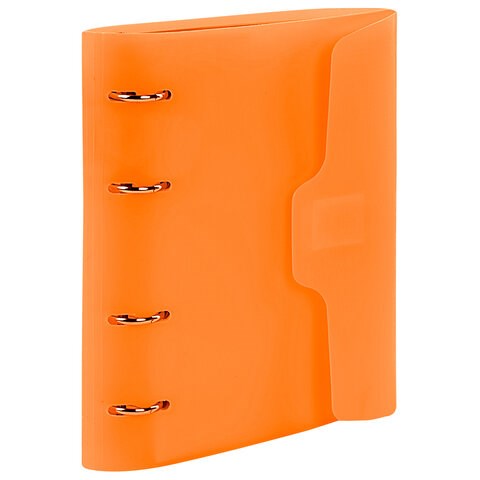 Тетрадь на кольцах А5 175х220 мм, 120 л., пластик, на липучке, с разделителями, BRAUBERG, Оранжевый, 404636 404636
