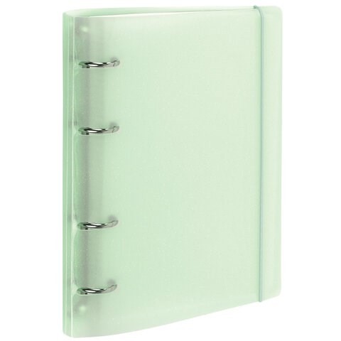 Тетрадь на кольцах А5 175х220 мм, 120 л., пластик, с резинкой и разделителями, BRAUBERG, Зеленый, 404632 404632