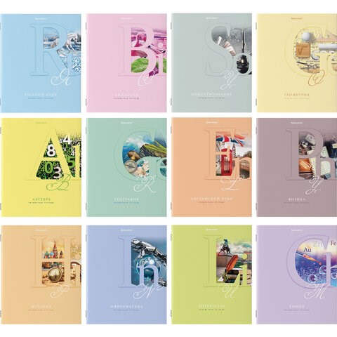 Тетради предметные, КОМПЛЕКТ 12 ПРЕДМЕТОВ, 48 листов, обложка картон, BRAUBERG, "ПАСТЕЛЬНАЯ", 404026 404026