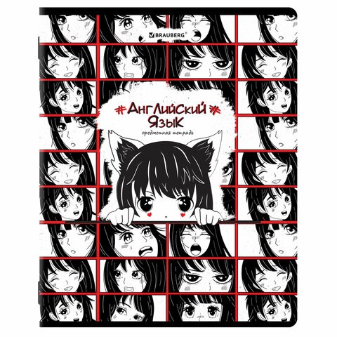 Тетрадь предметная "ANIME" 48 л., глянцевый УФ-лак, АНГЛИЙСКИЙ ЯЗЫК, клетка, BRAUBERG, 404534 404534