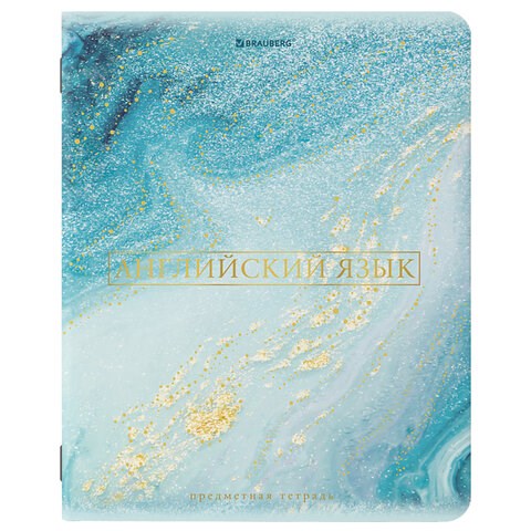 Тетрадь предметная "PASTEL" 48 л., SoftTouch, фольга, АНГЛИЙСКИЙ ЯЗЫК, клетка, BRAUBERG, 404311 404311