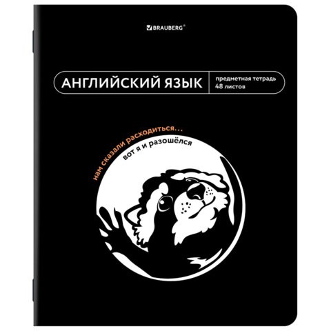 Тетрадь предметная МЕМЫ 48 л., TWIN-лак, АНГЛИЙСКИЙ ЯЗЫК, клетка, подсказ, BRAUBERG, 405098 405098