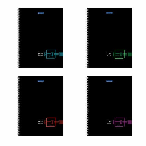 Тетрадь А4, 96 л., BRAUBERG, гребень, клетка, глянцевый лак, "Dark", 404060 404060