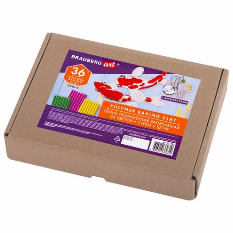 Глина полимерная запекаемая, НАБОР 36 цветов по 20 г, с аксессуарами, в гофрокоробе, BRAUBERG, 271159 271159