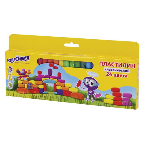 Пластилин классический ЮНЛАНДИЯ "ЮНЛАНДИК-АРХИТЕКТОР", 24 цвета, 480 г, ВЫСШЕЕ КАЧЕСТВО, 105031 105031