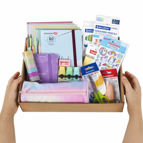Набор канцелярии подарочный BRAUBERG "PASTEL", 18 наименований, 63 предмета, 880952 880952