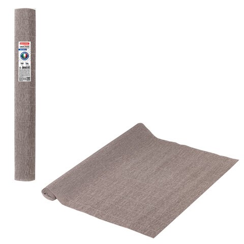 Бумага гофрированная/креповая (ИТАЛИЯ) 140 г/м2, 50х250 см, серая (904), BRAUBERG FIORE, 112598 112598