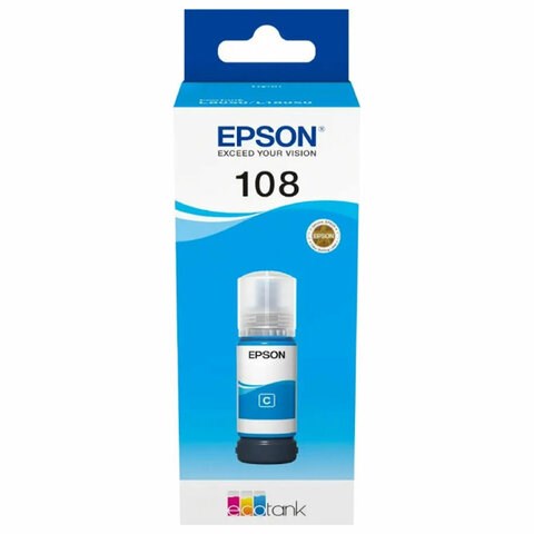 Чернила EPSON 108 (C13T09C24A) для СНПЧ EPSON L8050 /L8100 /L18050, голубые, ОРИГИНАЛЬНЫЕ 364532