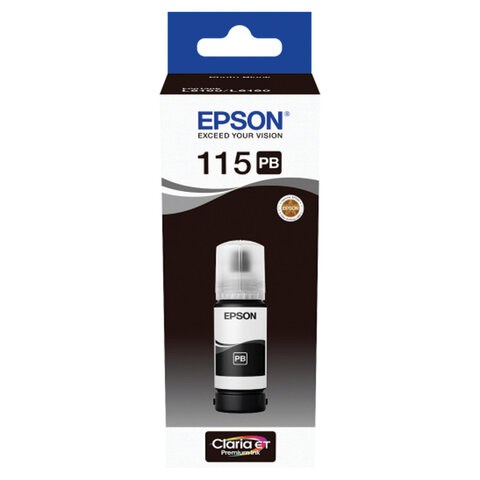 Чернила EPSON 115 (C13T07D14A) для СНПЧ L8160/L8180, черные фото, объем 70 мл, ОРИГИНАЛЬНЫЕ 364019
