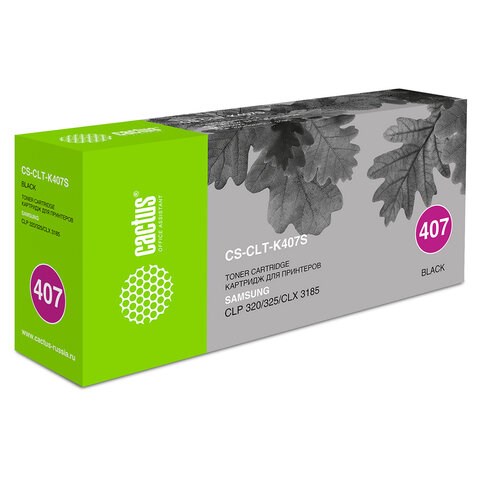 Картридж лазерный CACTUS (CS-CLT-K407S) для SAMSUNG CLP-320/325/N, черный, ресурс 1500 страниц 361802