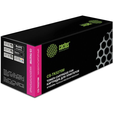 Картридж лазерный CACTUS (CS-TK5270M) для Kyocera P6230cdn/M6230cidn/M6630cidn, пурпурный, ресурс 6000 страниц 363705