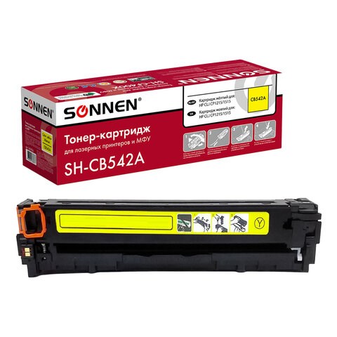 Картридж лазерный SONNEN (SH-CB542A) для HP CLJ CP1215/1515 ВЫСШЕЕ КАЧЕСТВО, желтый, 1400 страниц, 363956 363956