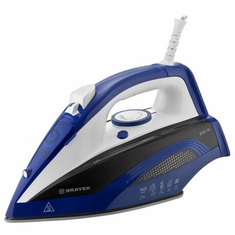 Утюг BRAYER BR4002BL, 2400 Вт, керамическое покрытие, самоочистка, антикапля, антинакипь, синий 456109