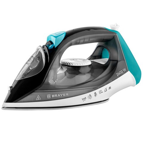 Утюг BRAYER BR4008, 2400 Вт, керамическое покрытие, автоотключение, самоочистка, антикапля, серый 456611