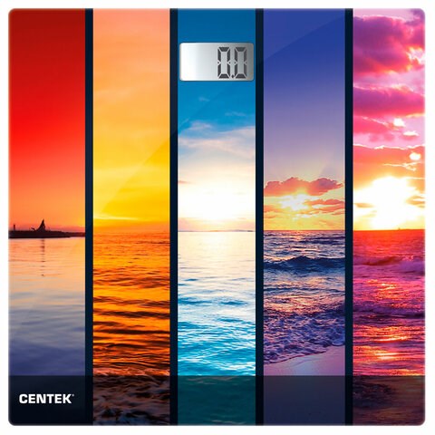 Весы напольные CENTEK CT-2421 "Закат", электронные, вес до 180 кг, квадрат, стекло, с рисунком, CT-2421 Закат 457575