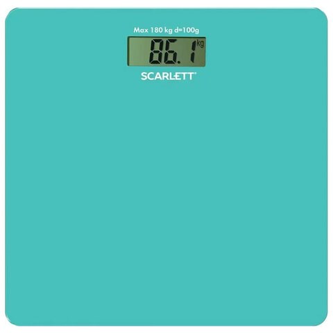 Весы напольные SCARLETT SC-BS33E035, электронные, вес до 180 кг, квадратные, стекло, бирюзовые 457199