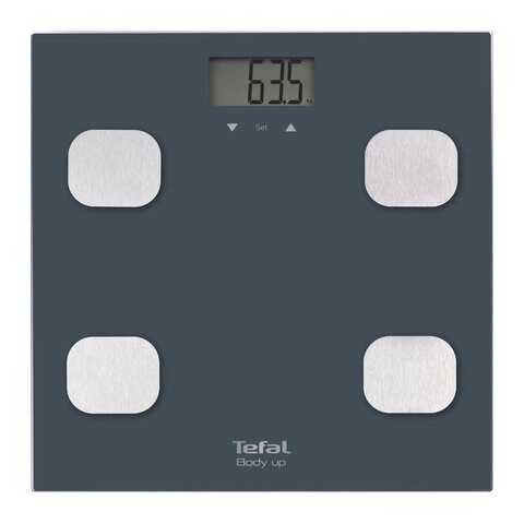 Весы напольные TEFAL Body Up BM2520V0, электронные, максимальная нагрузка 150 кг, квадрат, стекло, серые, 2100111795 456493