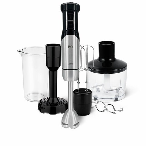 Блендер погружной BQ (БИ-КЬЮ) HB421PS, 1400 Вт, 12 скоростей, 5 насадок, стакан, черный, 86199287 457480