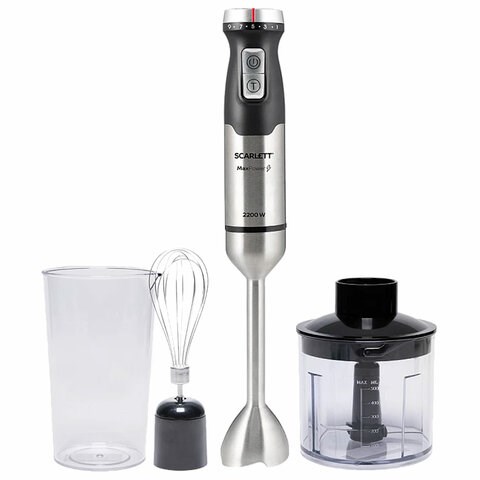 Блендер погружной SCARLETT SC-HB42F40, 2200 Вт, 9 скоростей, 3 насадки, стакан, черный 457192
