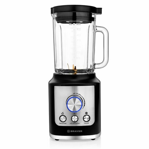 Блендер стационарный BRAYER BR1200BK, 1600 Вт, 2 скорости, чаша 1,8 л, пластик, черный/серебро 456084