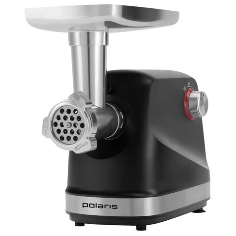 Мясорубка POLARIS PMG 2582, 2500 Вт, производительность 2,7 кг/мин, 5 насадок, реверс, черный, 68047 456731