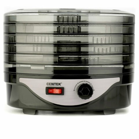 Сушилка для овощей CENTEK CT-1658, объём 4 л, 270 Вт, 5 поддонов, механическое управление, черная 457606