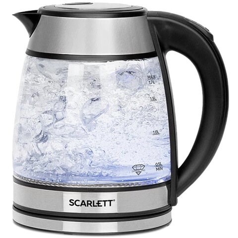 Чайник SCARLETT SC-EK27G54, 1,7 л, 1800 Вт, закрытый нагревательный элемент, стекло, стальной 457213
