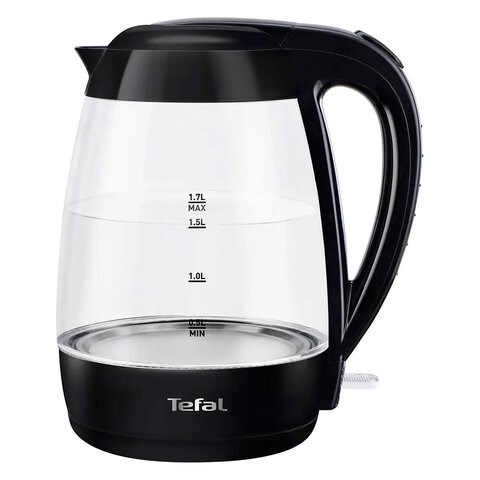 Чайник TEFAL KO450832, 1,7 л, 2400 Вт, закрытый нагревательный элемент, стекло, черный 456513