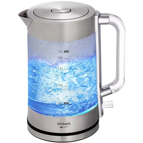 Чайник TIMBERK T-EK27G04, 2 л, 2200 Вт, закрытый нагревательный элемент, стекло, стальной 457222