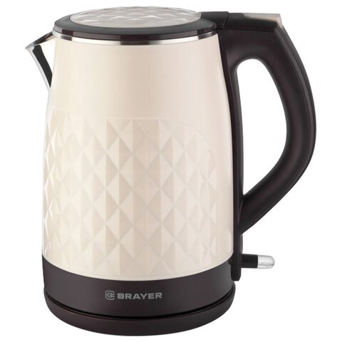 Чайник с двойными стенками BRAYER BR1043WH, 1,5 л, 2200 Вт, закрытый нагревательный элемент, бежевый 456074