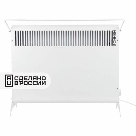 Обогреватель-конвектор SONNEN MINI-1500.2, 1500 Вт, вешалка, Х-образный нагревательный элемент, белый, сделано в России, 457631 457631