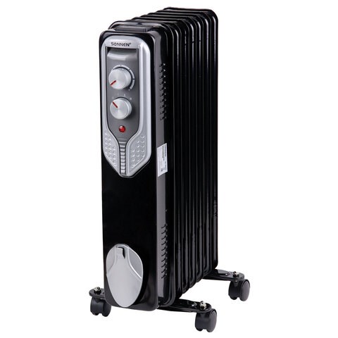 Обогреватель масляный SONNEN DFN-07BL, 1500 Вт, 7 секций, черный, 455310 455310