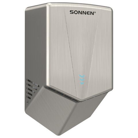 Сушилка для рук ВЫСОКОСКОРОСТНАЯ АНТИВАНДАЛЬНАЯ SONNEN K2022A, 1300 Вт, 150 м/с, IPX1, 72 дБ, нержавеющая сталь, 607191 607191