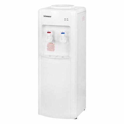 Кулер для воды SONNEN FSE-02W, напольный, НАГРЕВ/ОХЛАЖДЕНИЕ ЭЛЕКТРОННОЕ, 2 крана, белый, 456172 456172