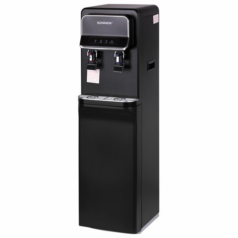 Кулер для воды SONNEN FSE-02WB, напольный, нагрев/охлаждение, НИЖНЯЯ ЗАГРУЗКА, 2 крана, черный, 456169 456169