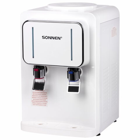 Кулер для воды SONNEN TSE-02W, настольный, НАГРЕВ/ОХЛАЖДЕНИЕ ЭЛЕКТРОННОЕ, 2 крана, белый, 456173 456173