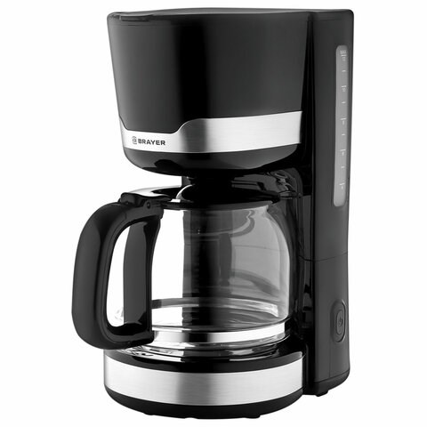 Кофеварка капельная BRAYER BR1120, 1000 Вт, объем 1,5 л, поддержание температуры, черная 456902