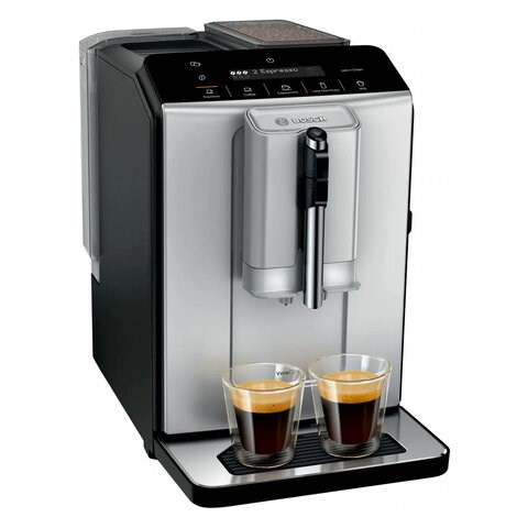 Кофемашина BOSCH TIE20301, 1300 Вт, объем 1,4 л, автокапучинатор, серебристая/черная 456931