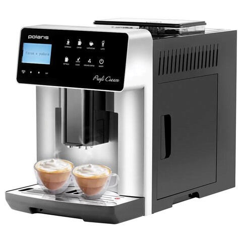 Кофемашина POLARIS PACM 2055AC, 1450 Вт, объем 1,8 л, автокапучинатор, черная/серебристая, 60874 456721