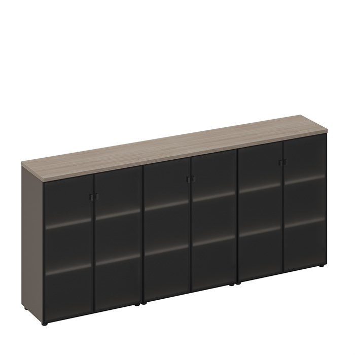 Шкаф для документов средний со стеклянными дверями (стенка из 3 шкафов) 210212