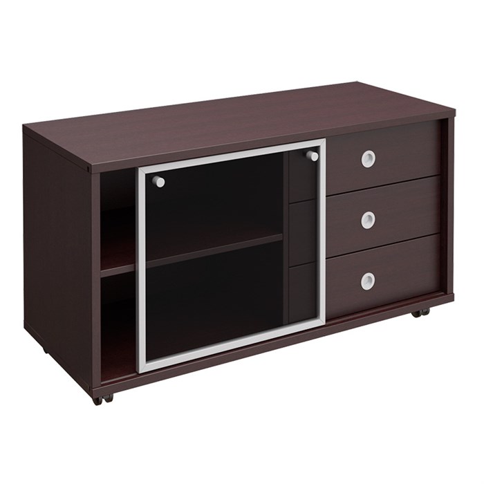 Тумба выкатная 3 ящика без замка стеклянная дверь-купе 121331