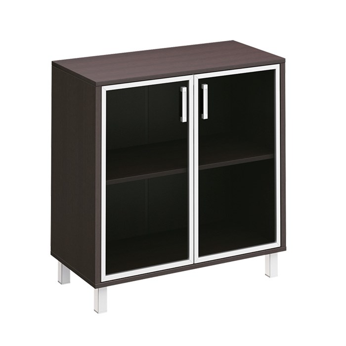Шкаф низкий для документов две стеклянные двери 121342