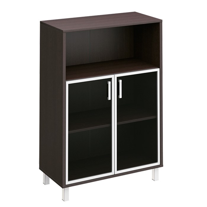 Шкаф для документов, двери стеклянные в алюминиевой раме + ниша 121310