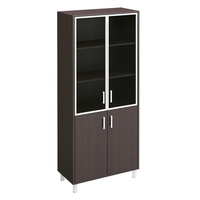 Шкаф двери стеклянные в алюминиевой рамке ДСП без замка 121382