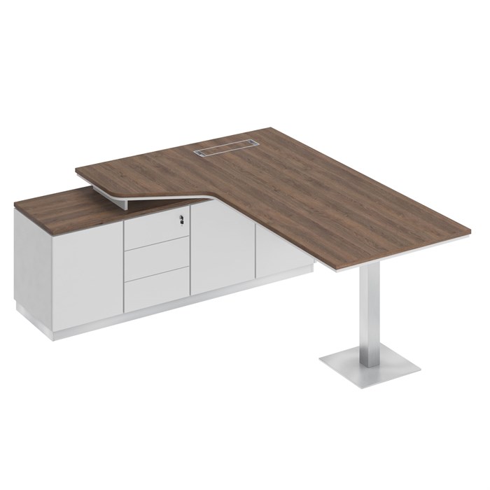 Стол руководителя эргономичный на опорной тумбе левый 206815