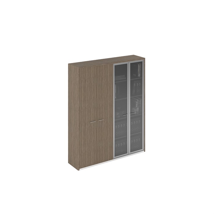 Шкаф высокий комбинированный (для одежды с дополнением + со стеклянными дверями) 210532