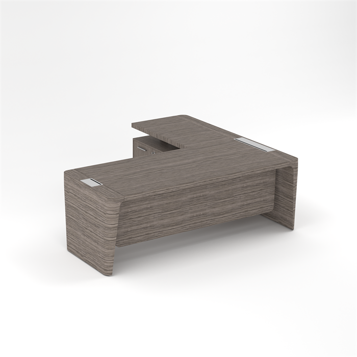 Стол для руководителя левый с приставкой на большой тумбе и фронтальной панелью 210483